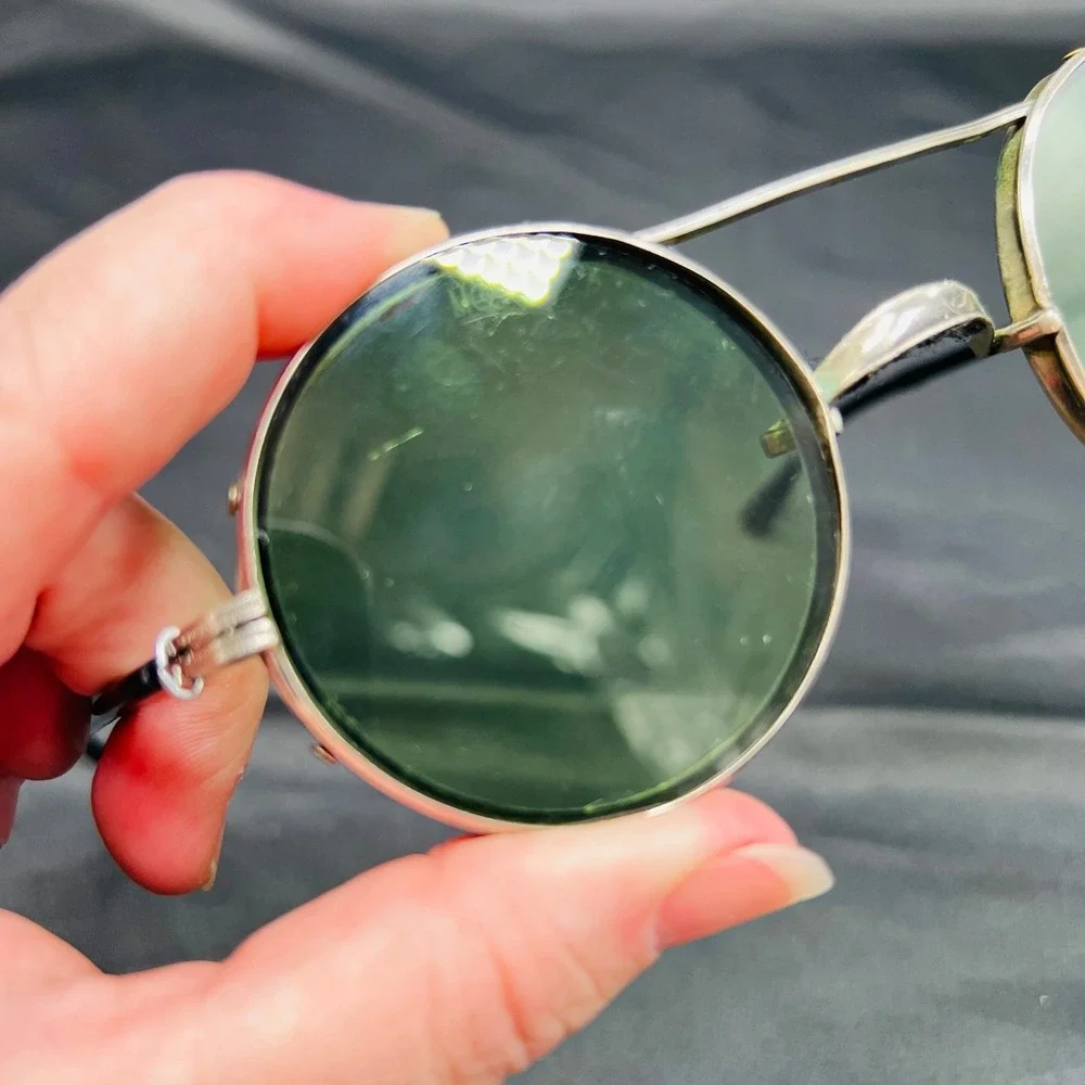 VTG MOA Round Green Safety Glasses Steampunk Industrial Side Shield Wire